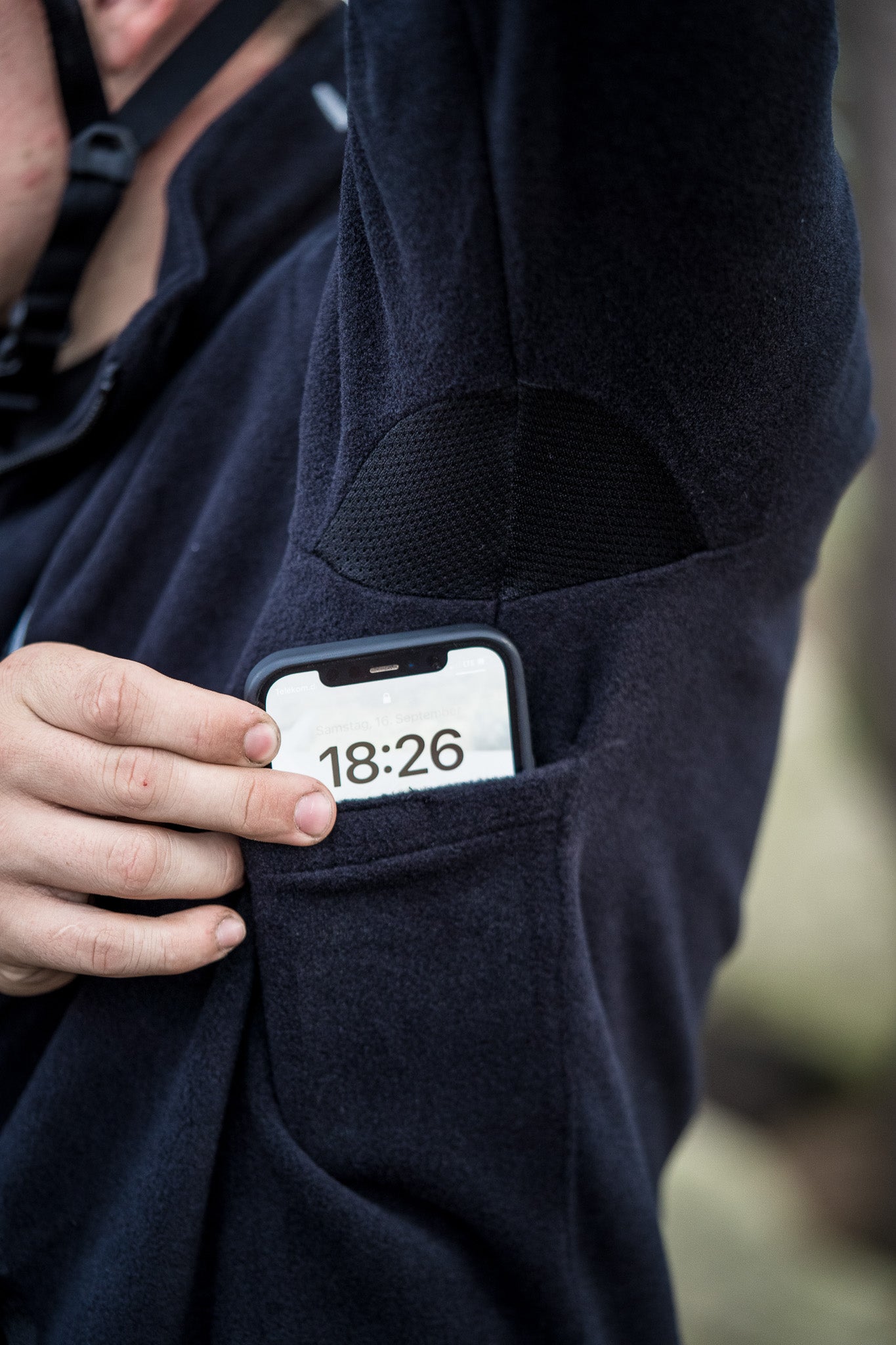 Secret Pocket for Phone or Cash under the left Arm