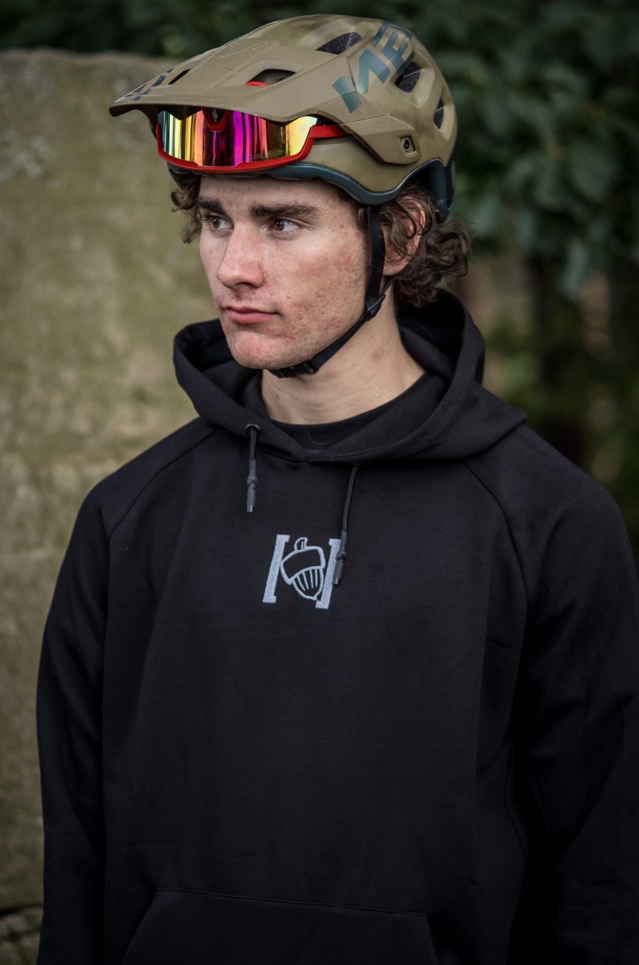 MTB Rider with Trail Hoodie DWR Coating 
