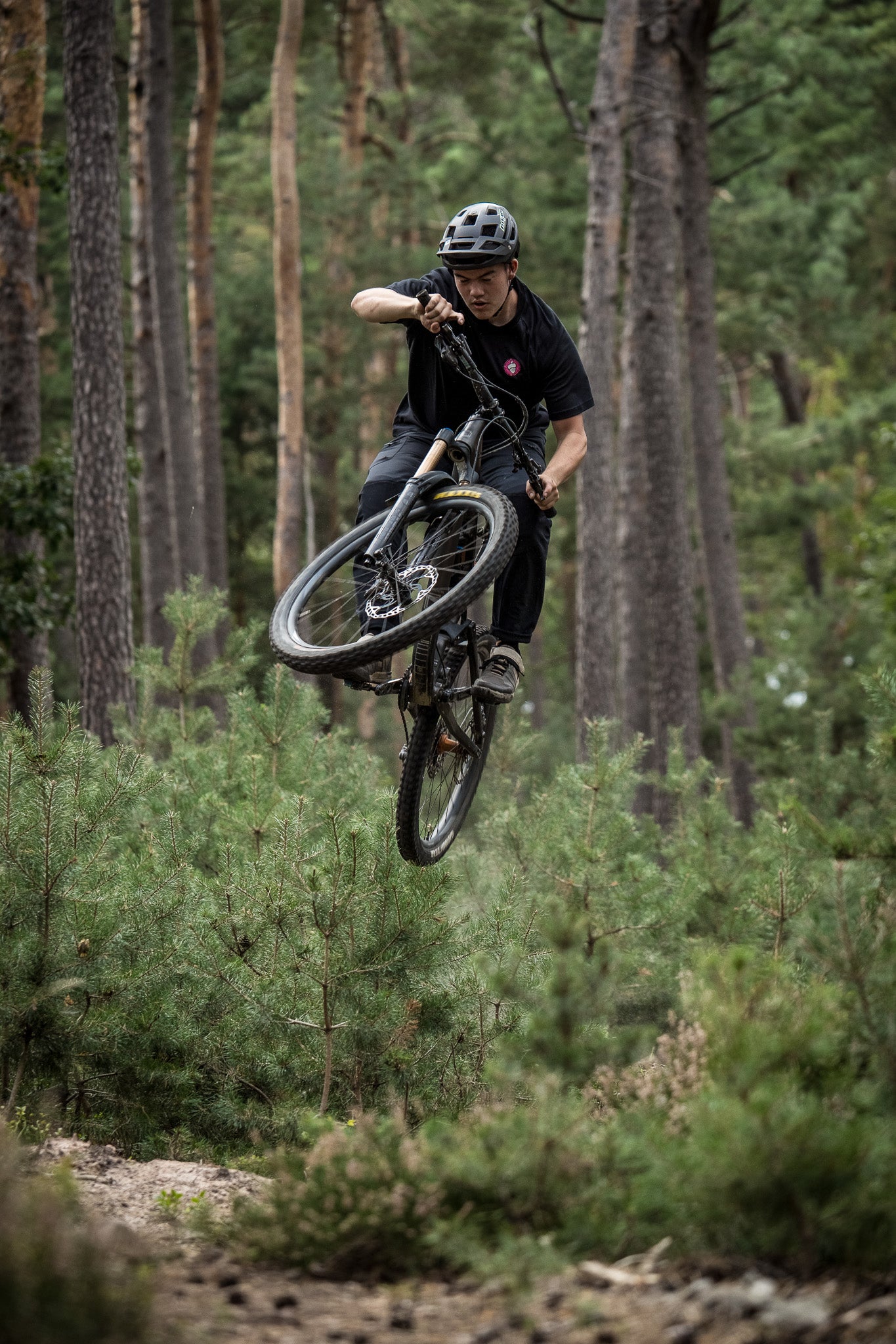 MTB Rider Jumps Bunny Hopp